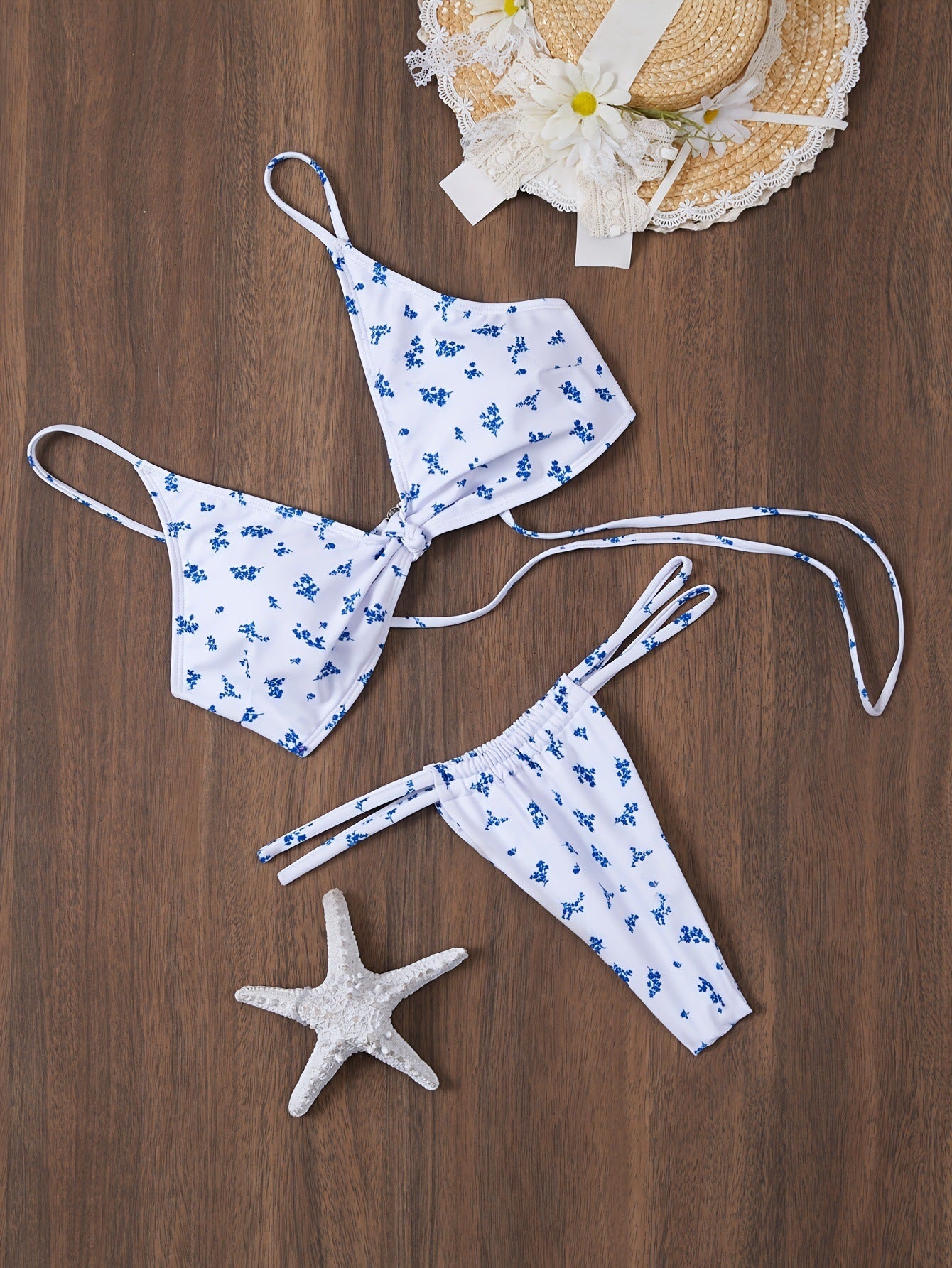 Celeste Blue Blossom Bikini Set