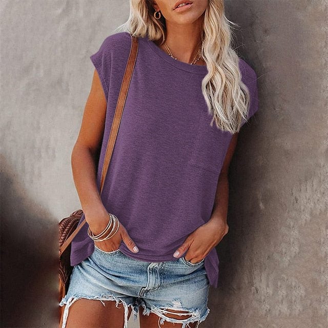 Solid Casual Short Sleeve T Shirt