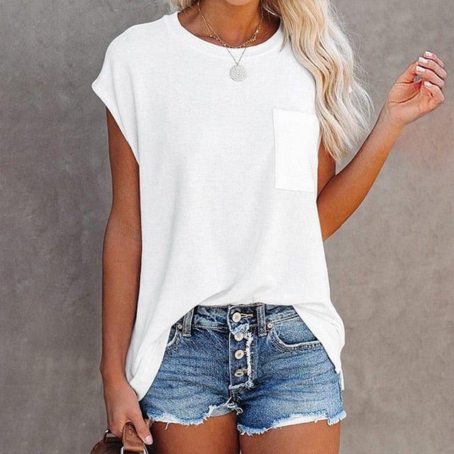 Solid Casual Short Sleeve T Shirt